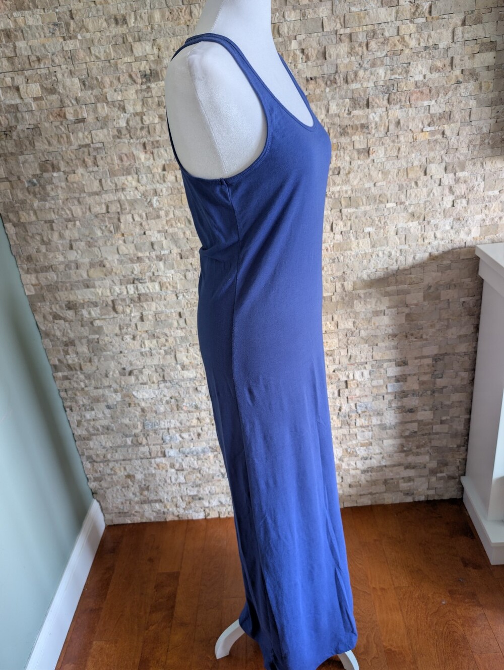 Cobalt Royal Blue Racerback Tank Maxi Dress Cotton Blend Lightweight Sz M